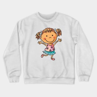 Charming Doll - Little Girl Illustration Crewneck Sweatshirt